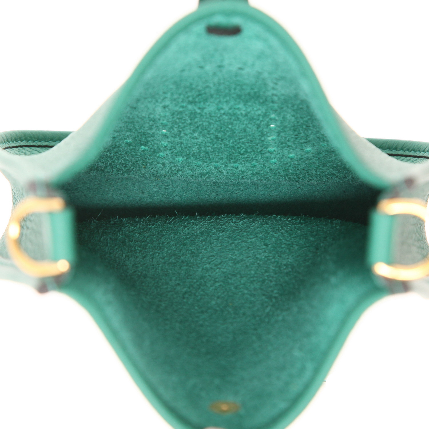 Sac bandoulière Hermès  Mini Evelyne en cuir taurillon clémence Vert Vertigo - Detail D3
