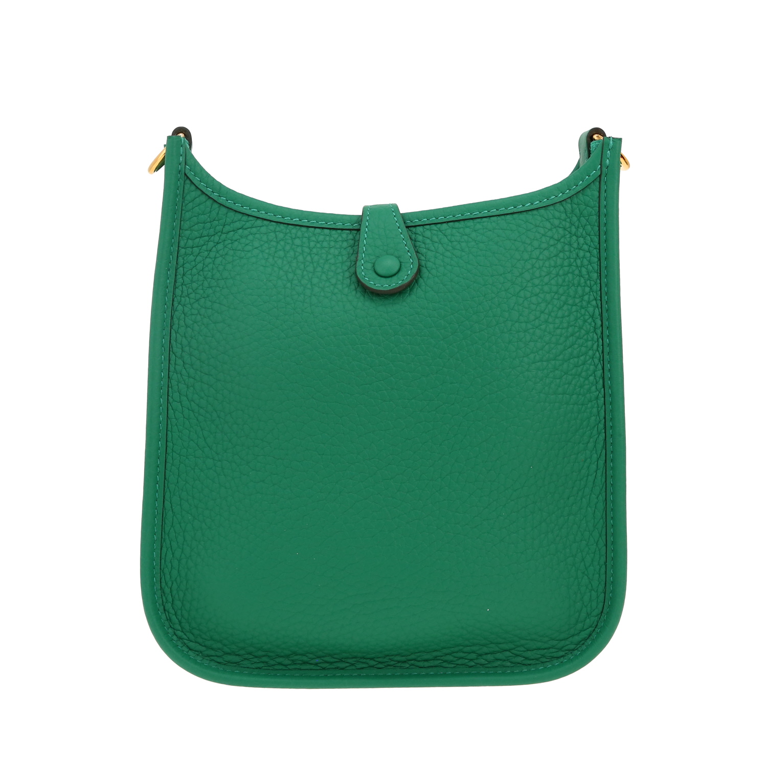 Sac bandoulière Hermès  Mini Evelyne en cuir taurillon clémence Vert Vertigo - Detail D4