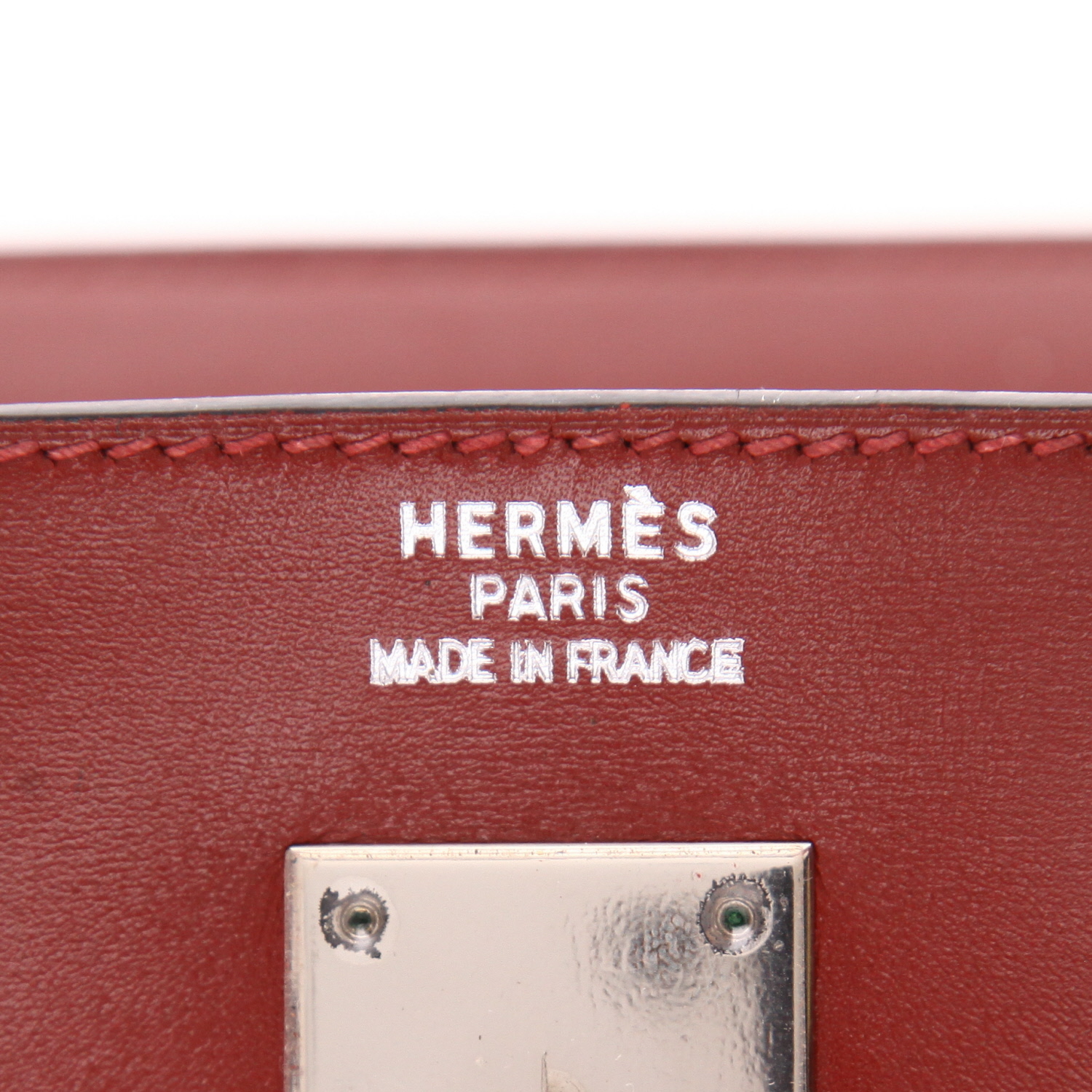 Hermès  Haut à Courroies 32 cm handbag  in red H box leather - Detail D2