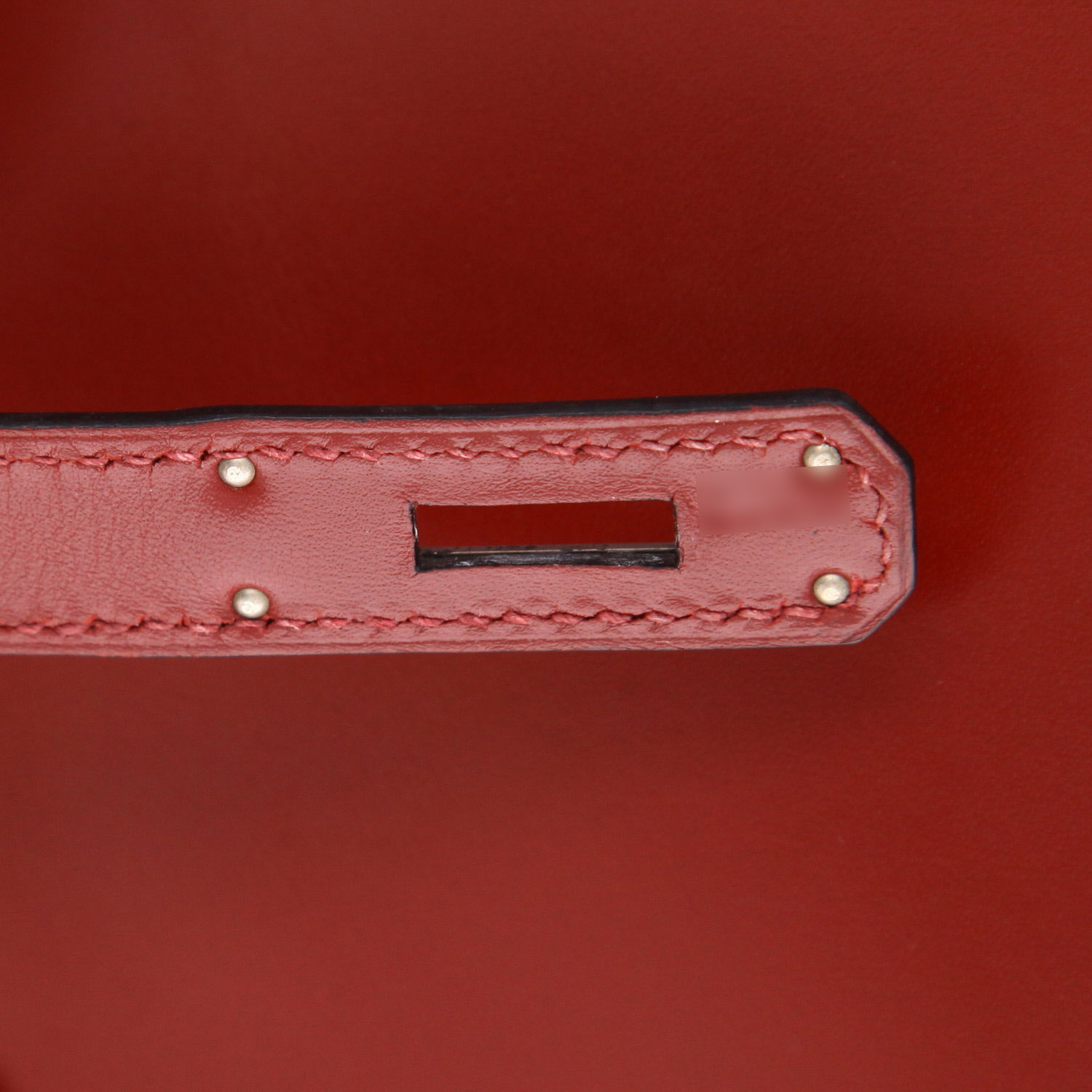 Hermès  Haut à Courroies 32 cm handbag  in red H box leather - Detail D4