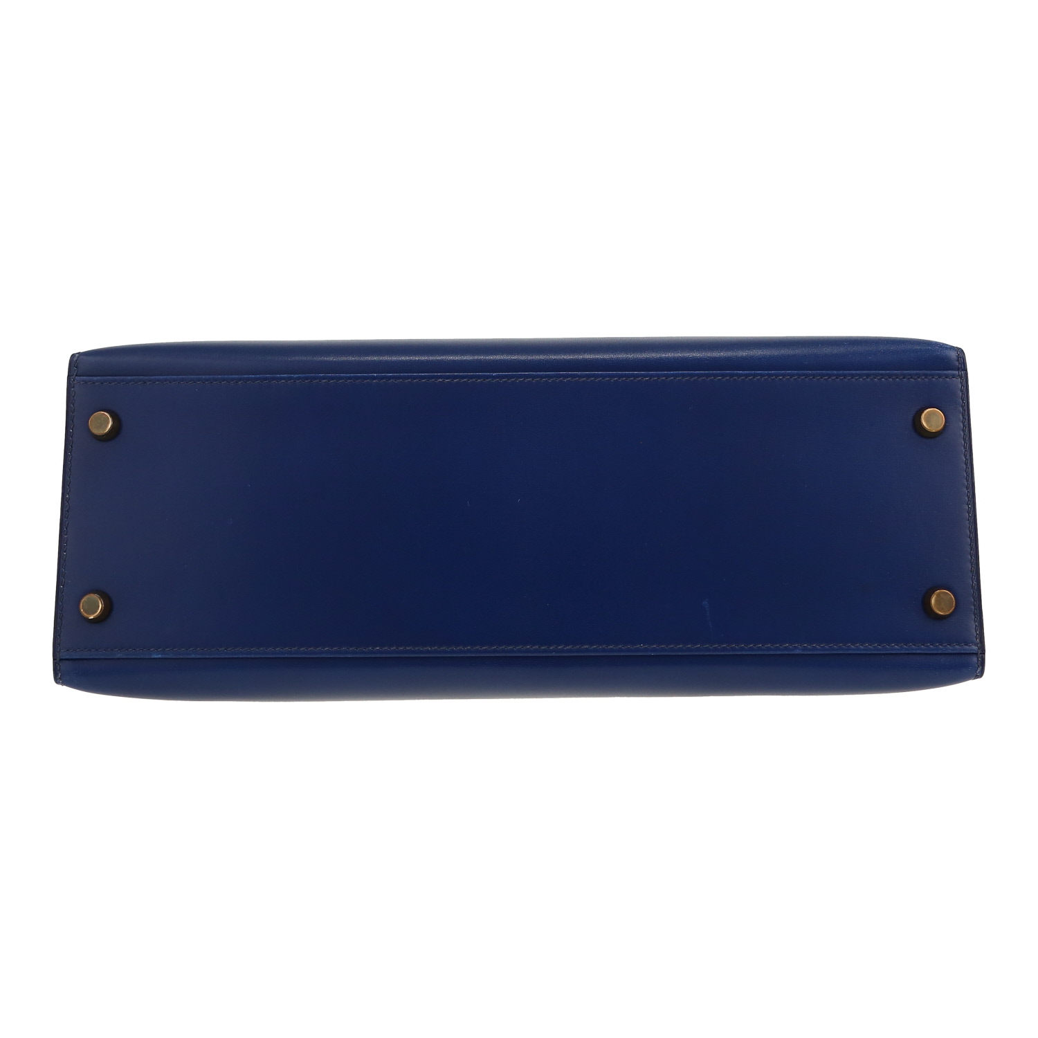 Hermès  Kelly 32 cm handbag  in blue box leather - Detail D1