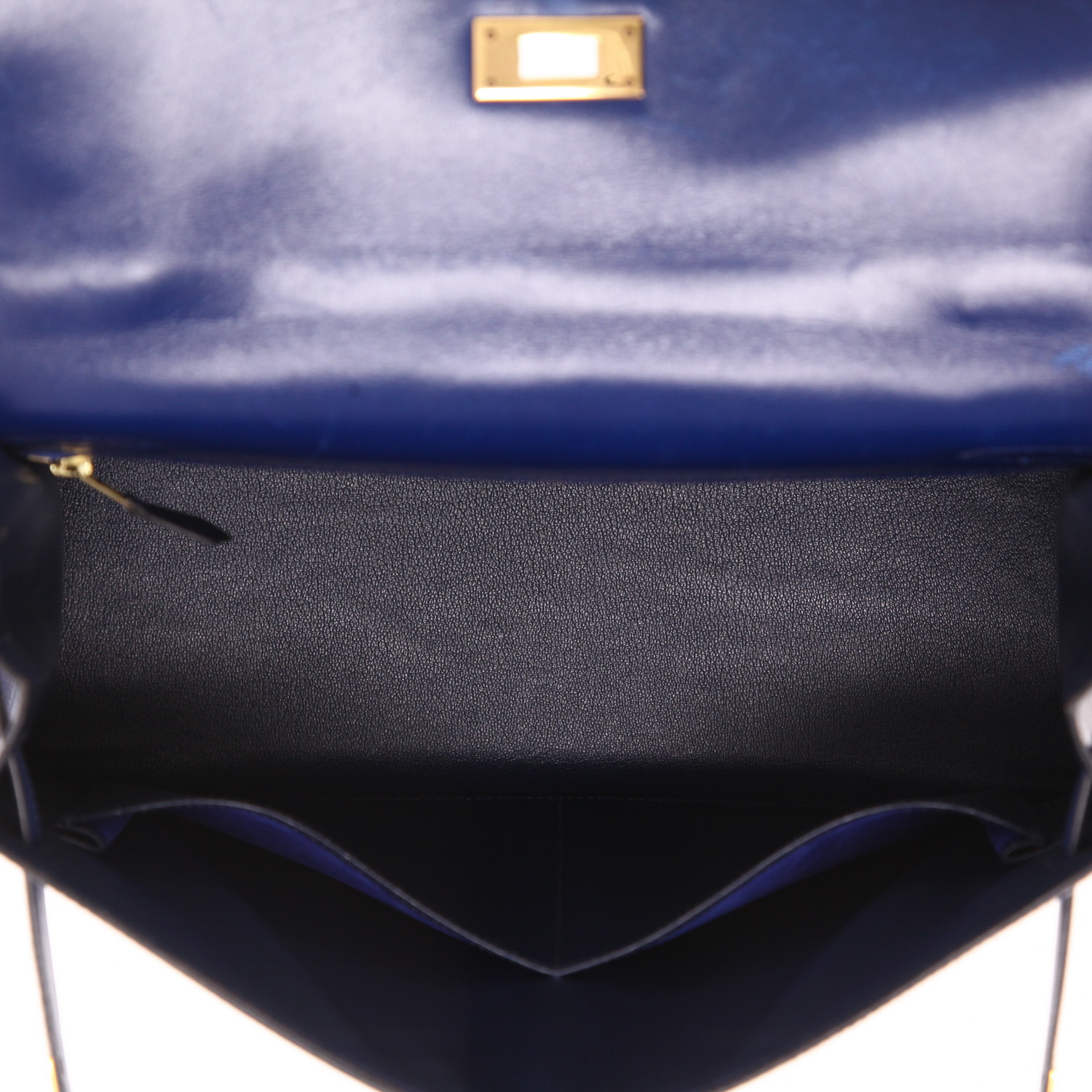 Borsa Hermès  Kelly 32 cm in pelle box blu - Detail D3