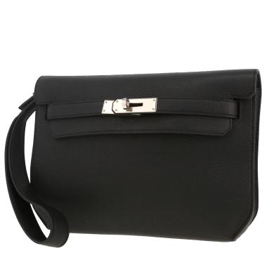 Bolso de mano Hermès  Kelly Dépêches en cuero togo negro