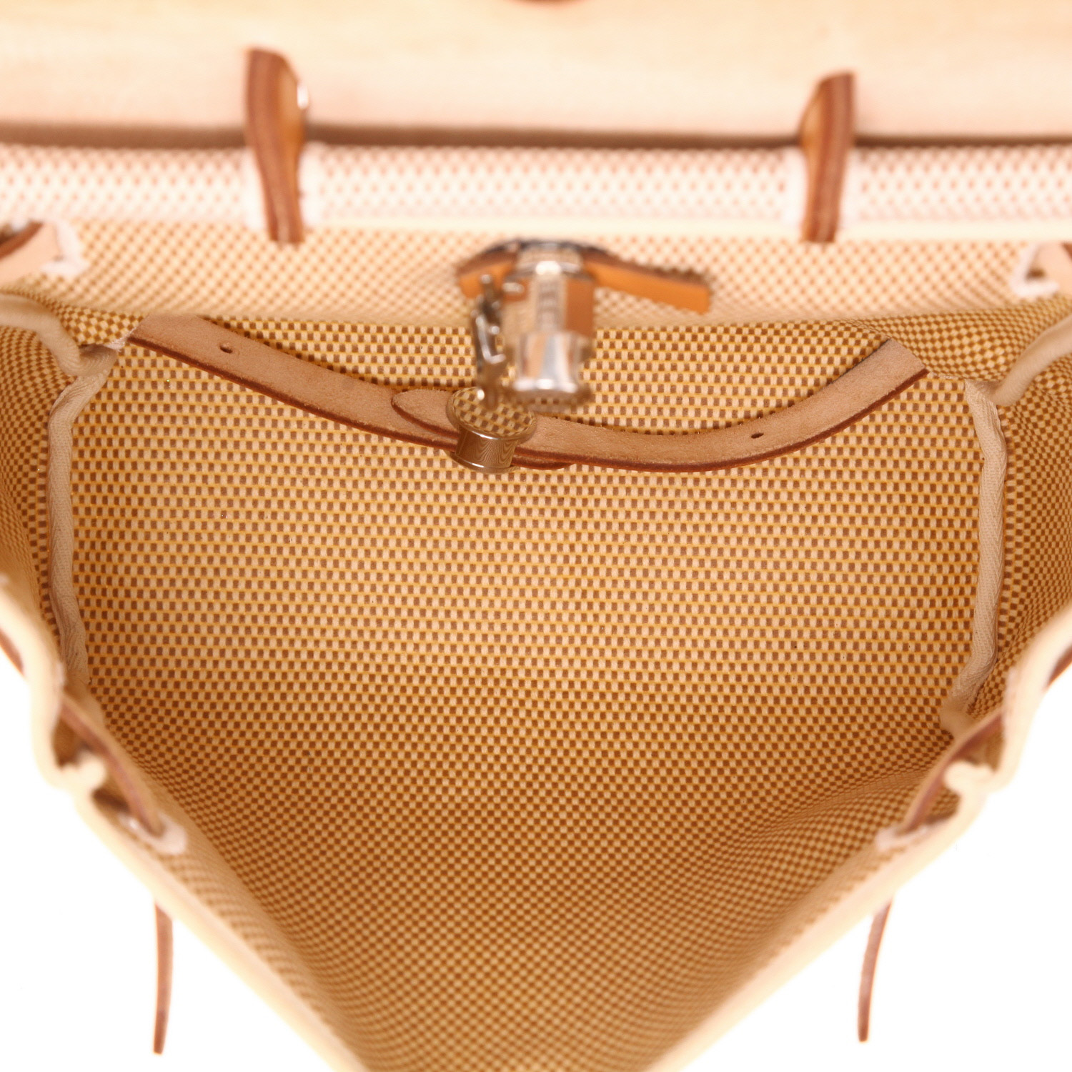 Borsa Hermès  Herbag in tela "H" e mucca Hunter - Detail D3