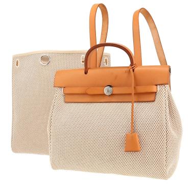 Hermès  Herbag bag  "H" canvas  and Hunter cowhide