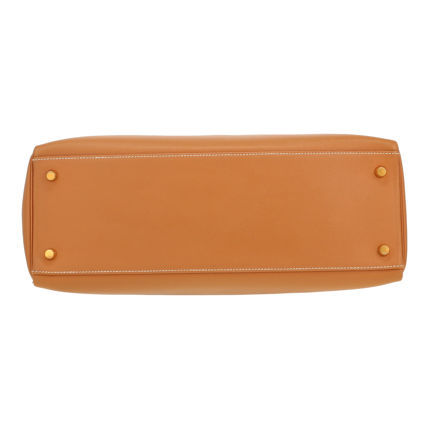 Sac à main Hermès  Kelly 35 cm en cuir Courchevel gold - Detail D1