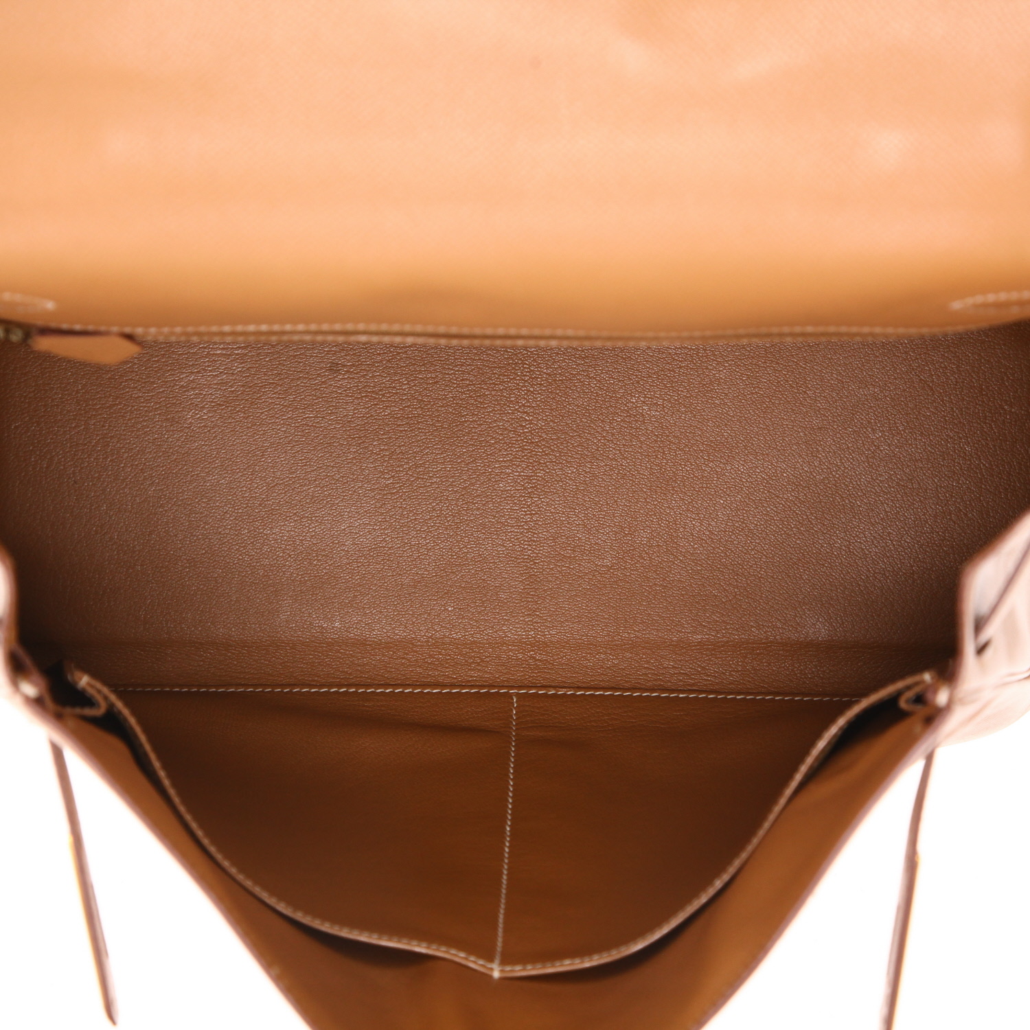 Hermès  Kelly 35 cm handbag  in gold Courchevel leather - Detail D3