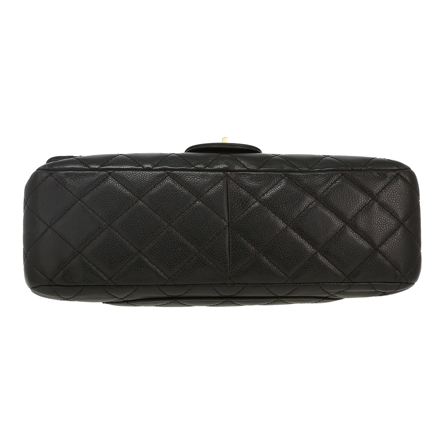 Chanel 2.55 large model  handbag  in black quilted grained leather - Detail D1