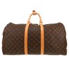 Bolsa de viaje Louis Vuitton  Keepall 55 en lona Monogram marrón y cuero natural - Detail D4 thumbnail