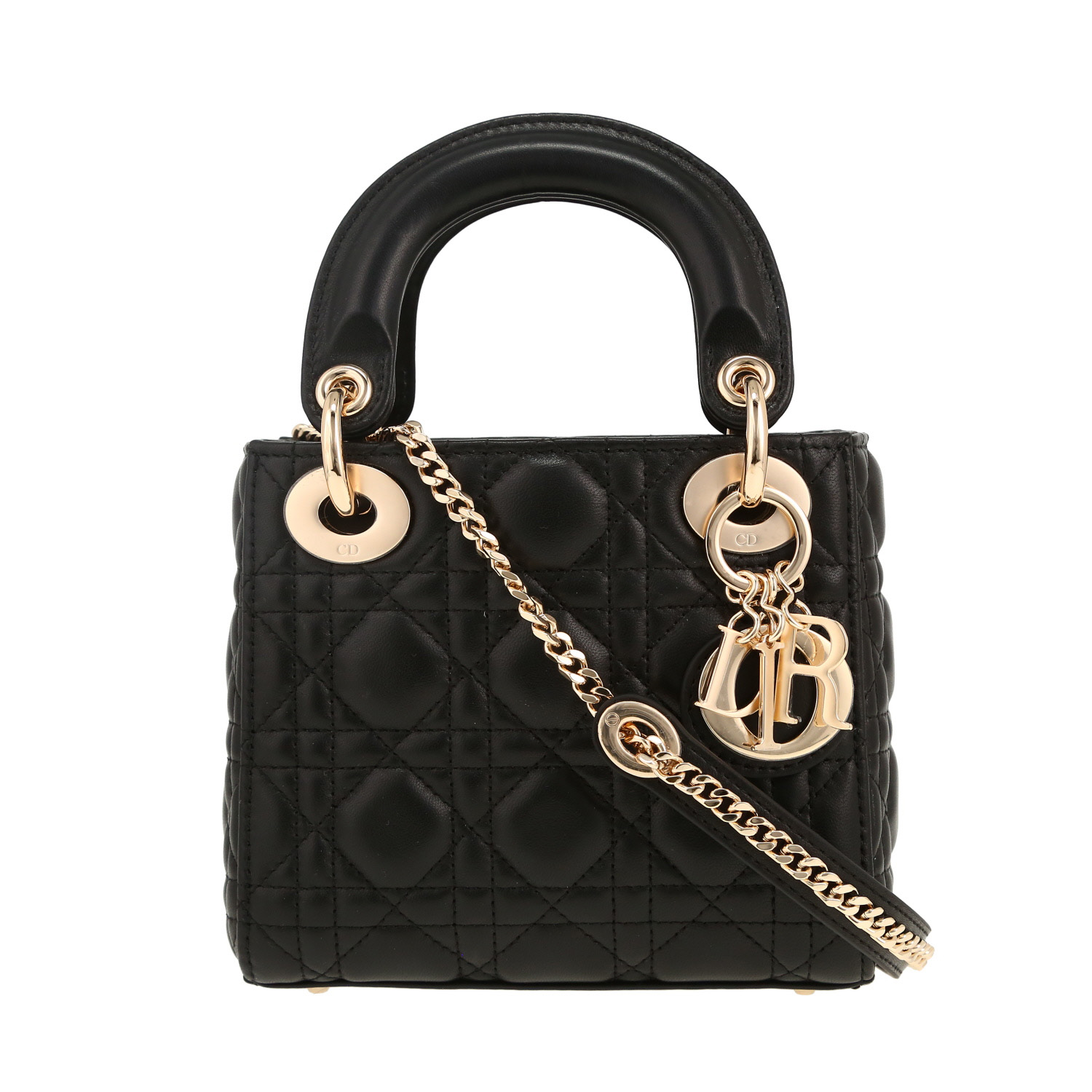 Borsa Dior  Lady Dior mini  in pelle cannage nera - Detail D4