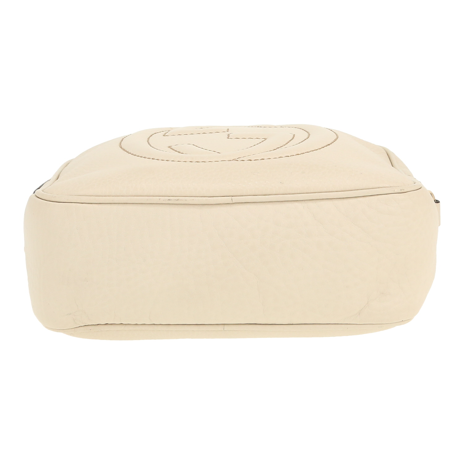 Bolso bandolera Gucci  Soho Disco en cuero granulado blanco - Detail D1