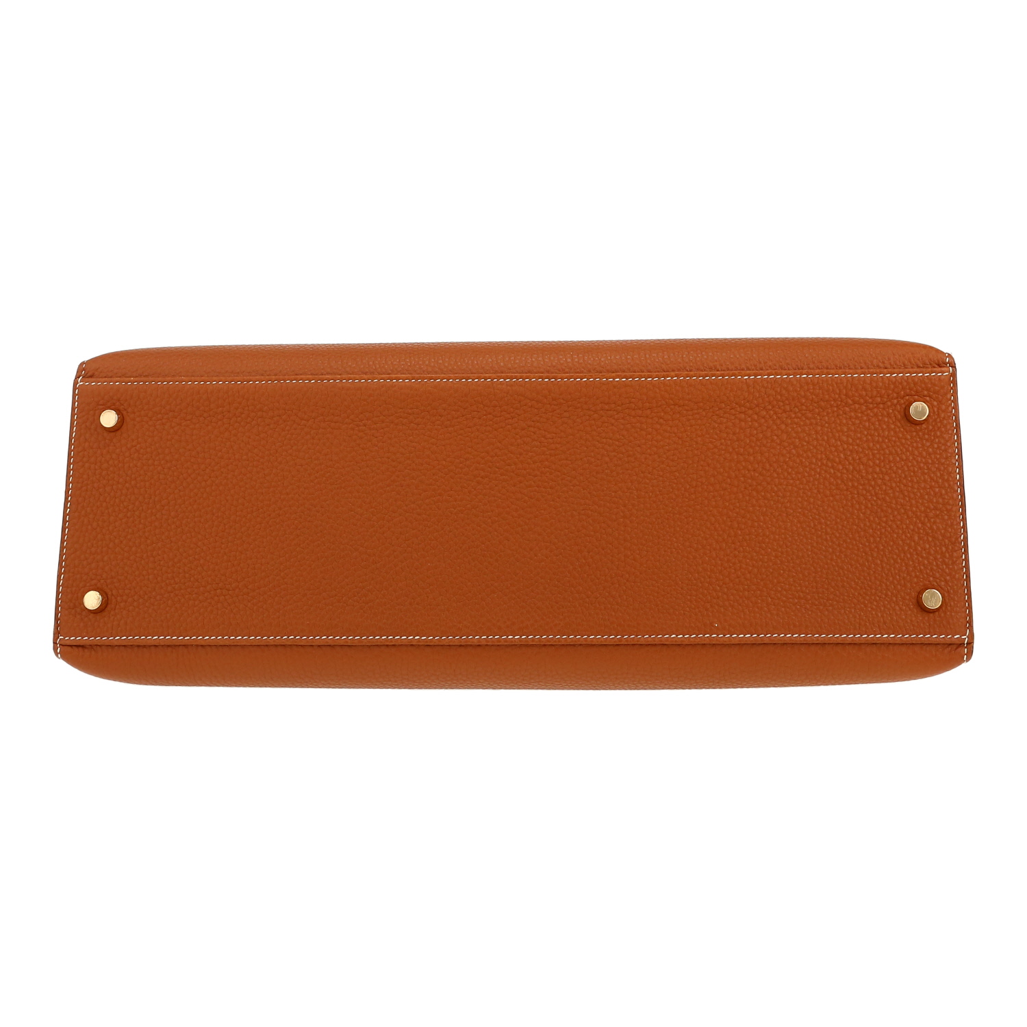 Bolso de mano Hermès  Kelly 40 cm en cuero togo color oro - Detail D1