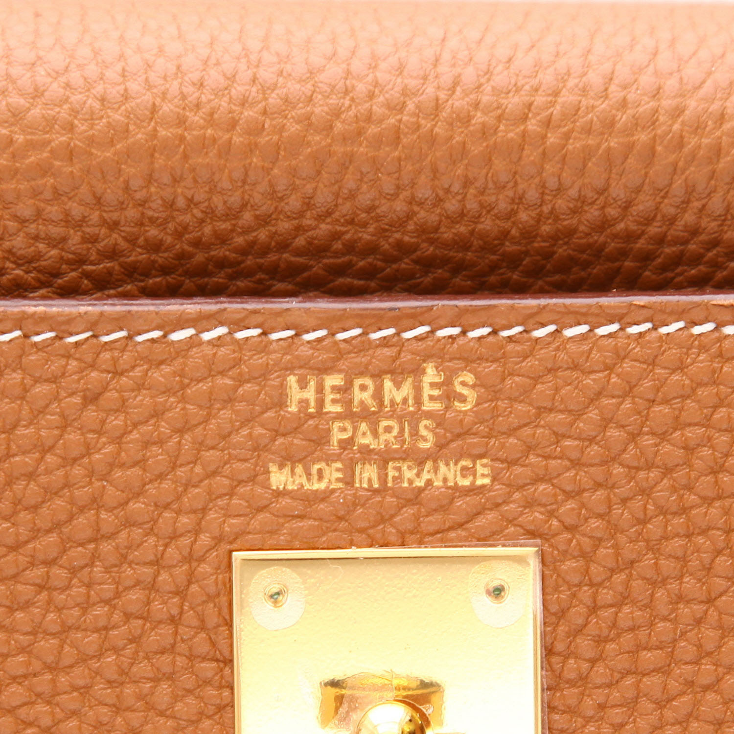 Hermès  Kelly 40 cm handbag  in gold togo leather - Detail D2