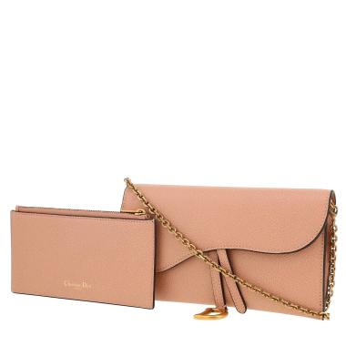 Borsa a tracolla Dior  Pochette Saddle in pelle martellata rosa