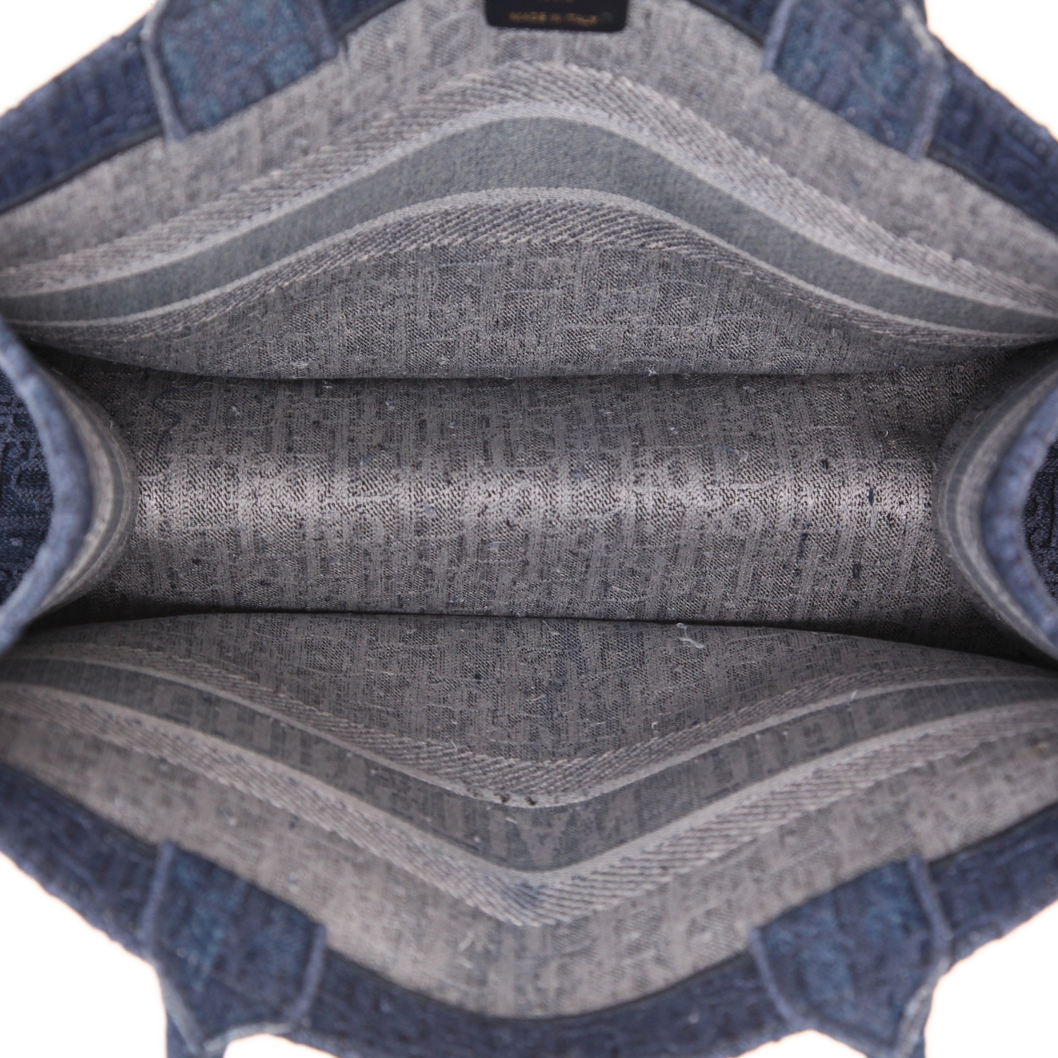 Dior Book Tote shopping bag in blue monogram denim canvas - Detail D3