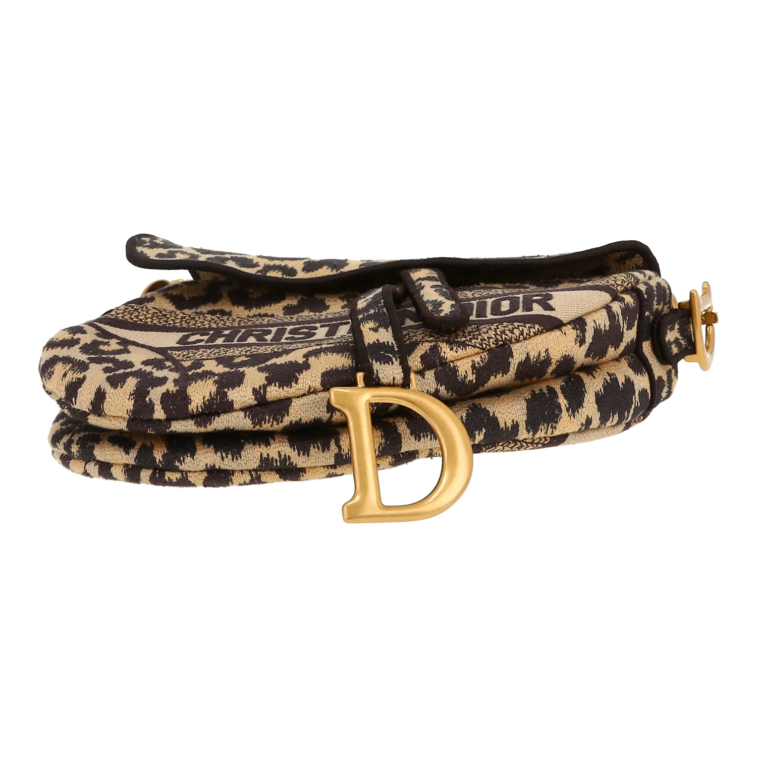 Bolso de mano Dior  Saddle en lona beige y negra - Detail D1