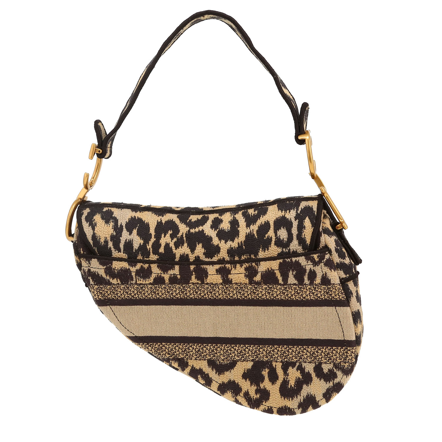 Dior  Saddle handbag  in beige and black canvas - Detail D4