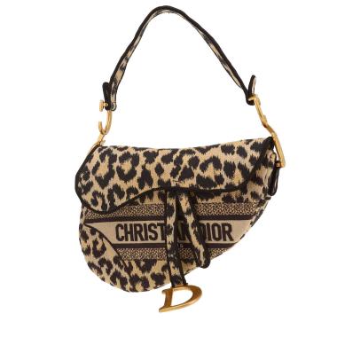 Borsa Dior  Saddle in tela beige e nera