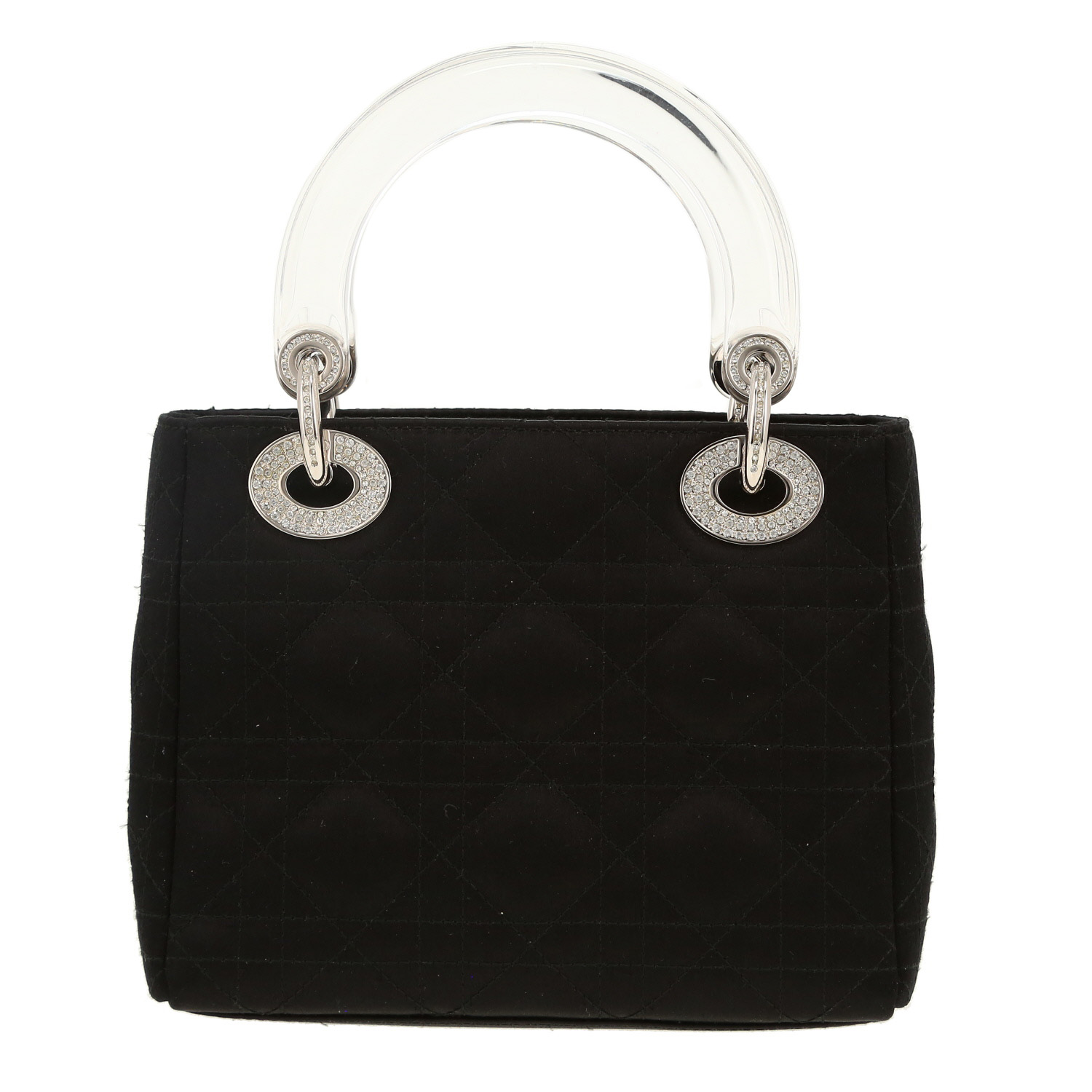 Sac à main Dior  Lady Dior en satin noir - Detail D4