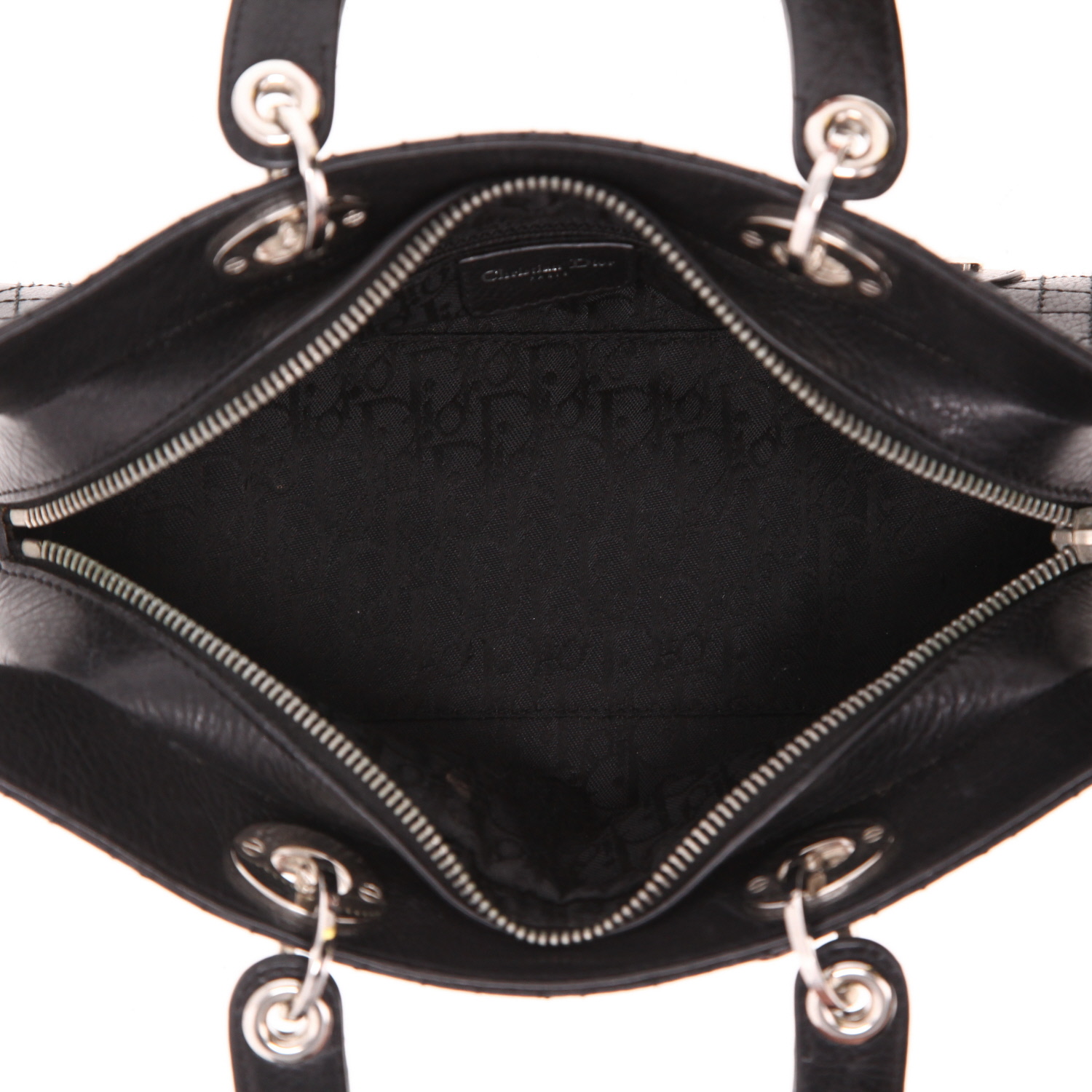 Bolso de mano Dior  Vintage en cuero granulado negro - Detail D3