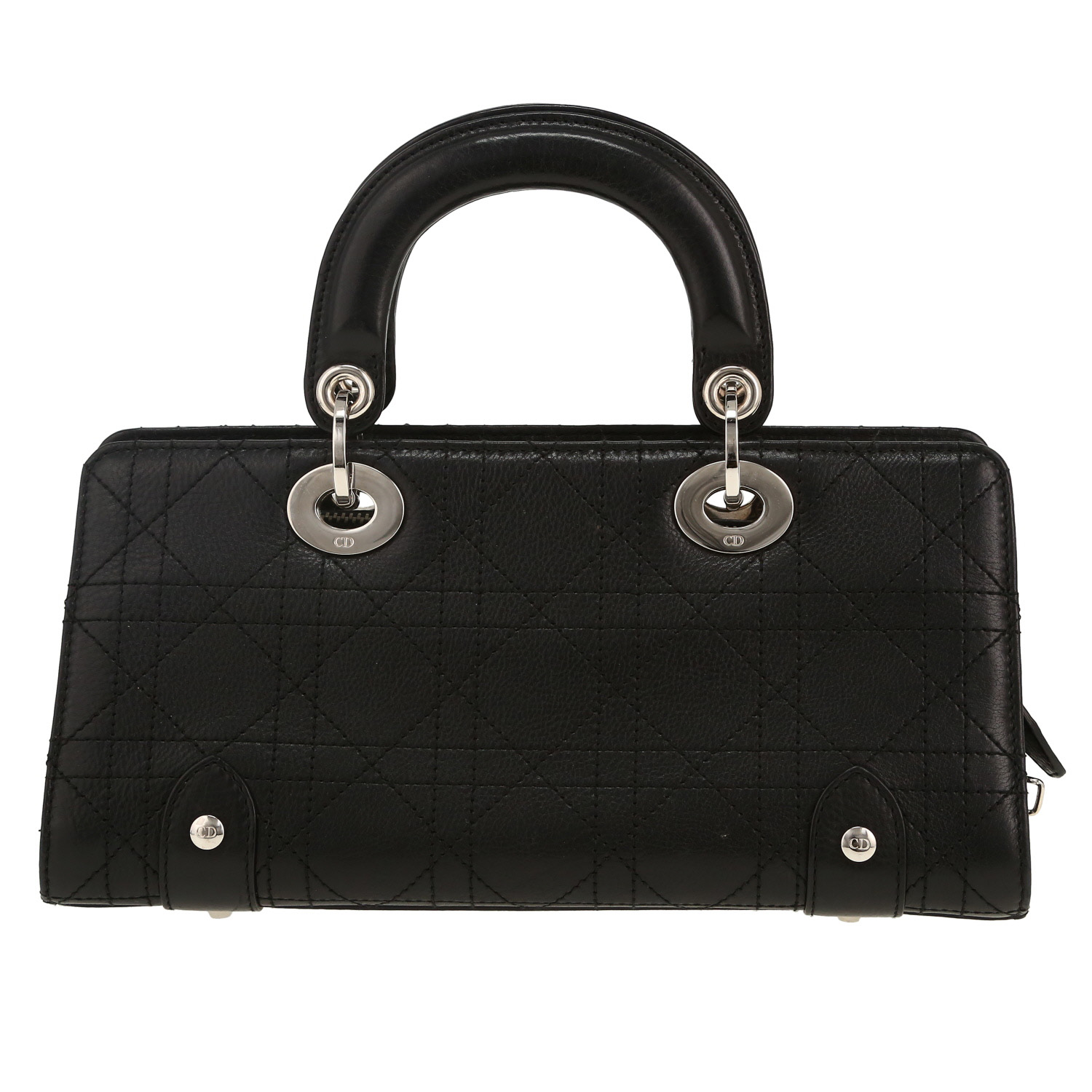 Dior  Vintage handbag  in black grained leather - Detail D4