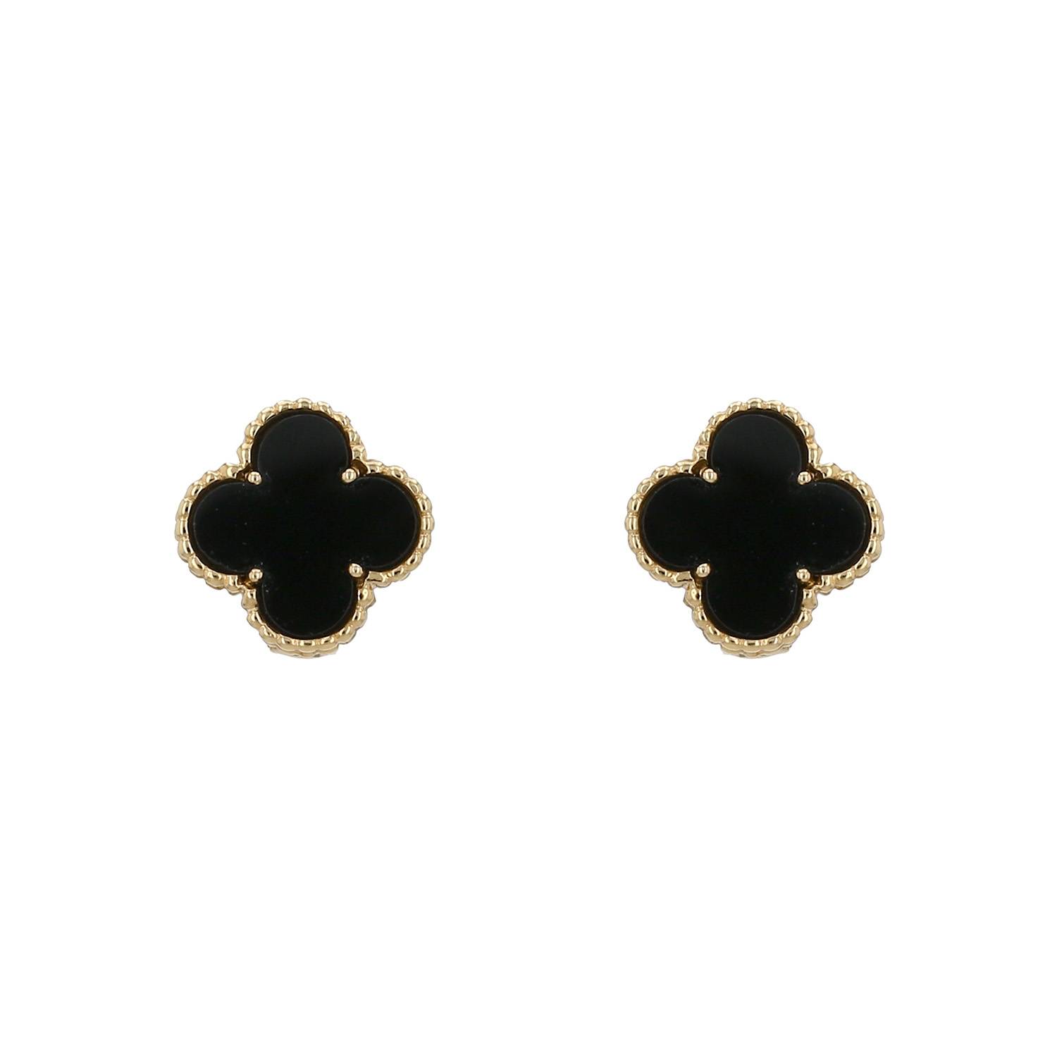 Orecchini Van Cleef 
Arpels Vintage Alhambra in oro giallo e onice - 00pp