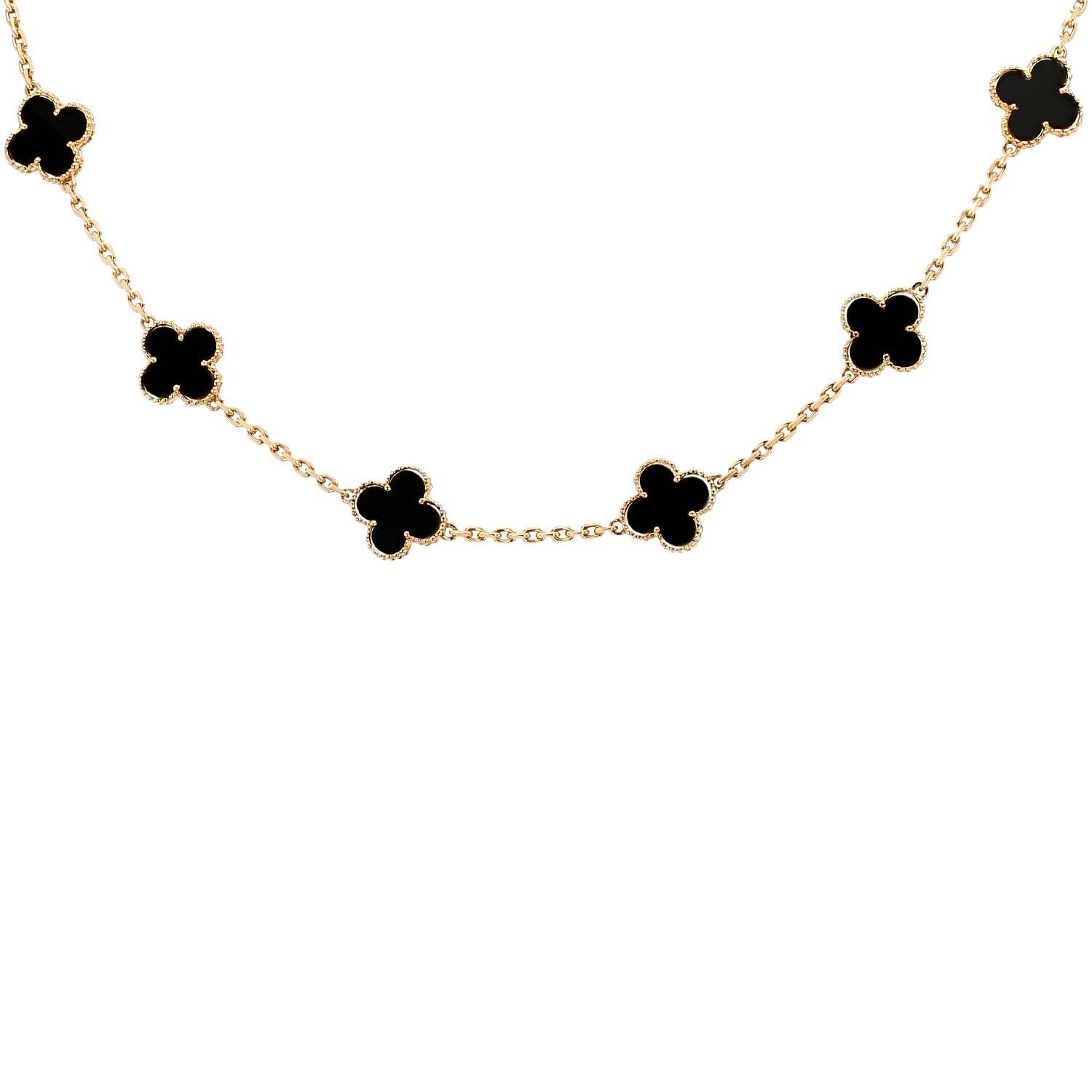 Collier Van Cleef & Arpels Vintage Alhambra en or jaune et onyx