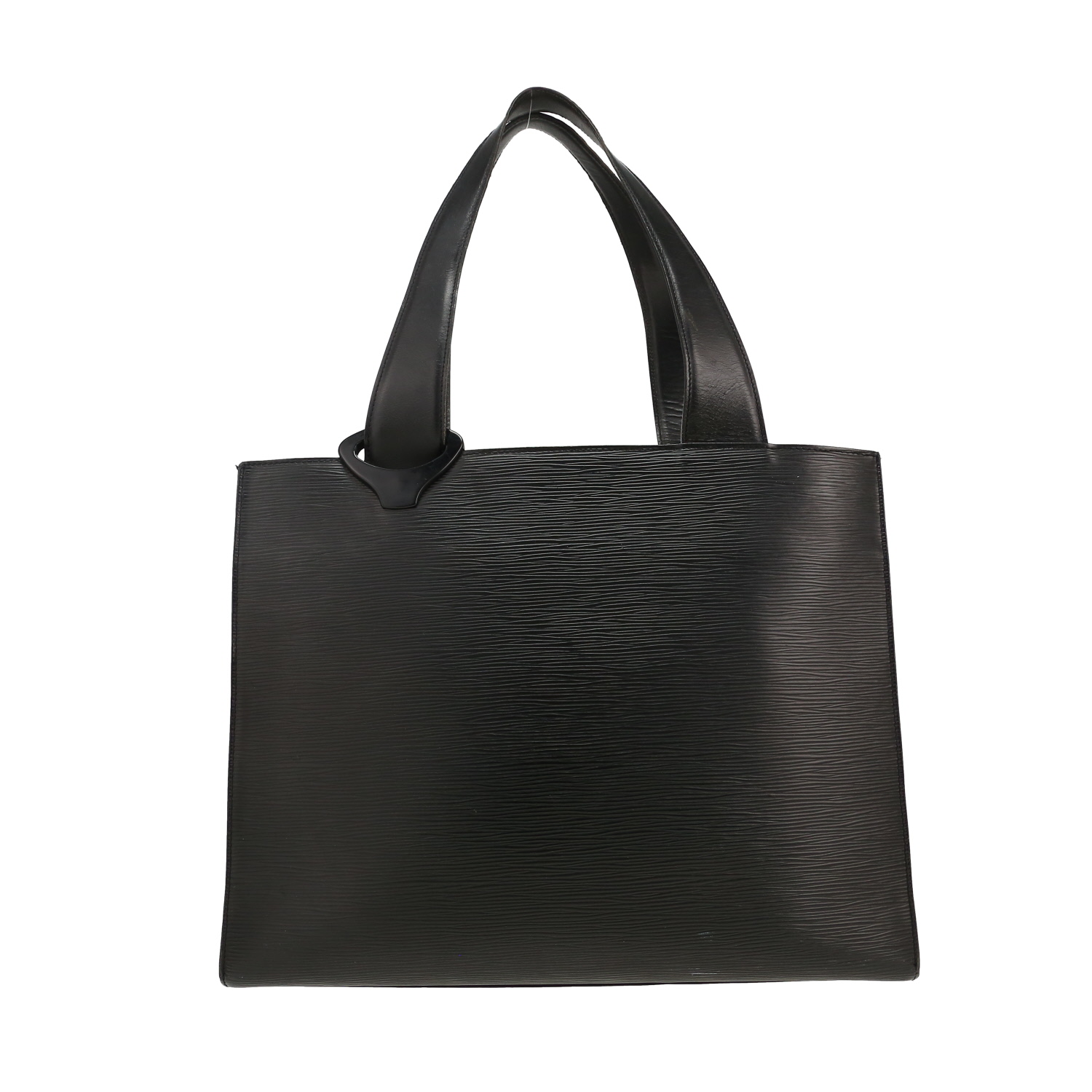 Louis Vuitton Gemeaux shopping bag in black epi leather - Detail D4