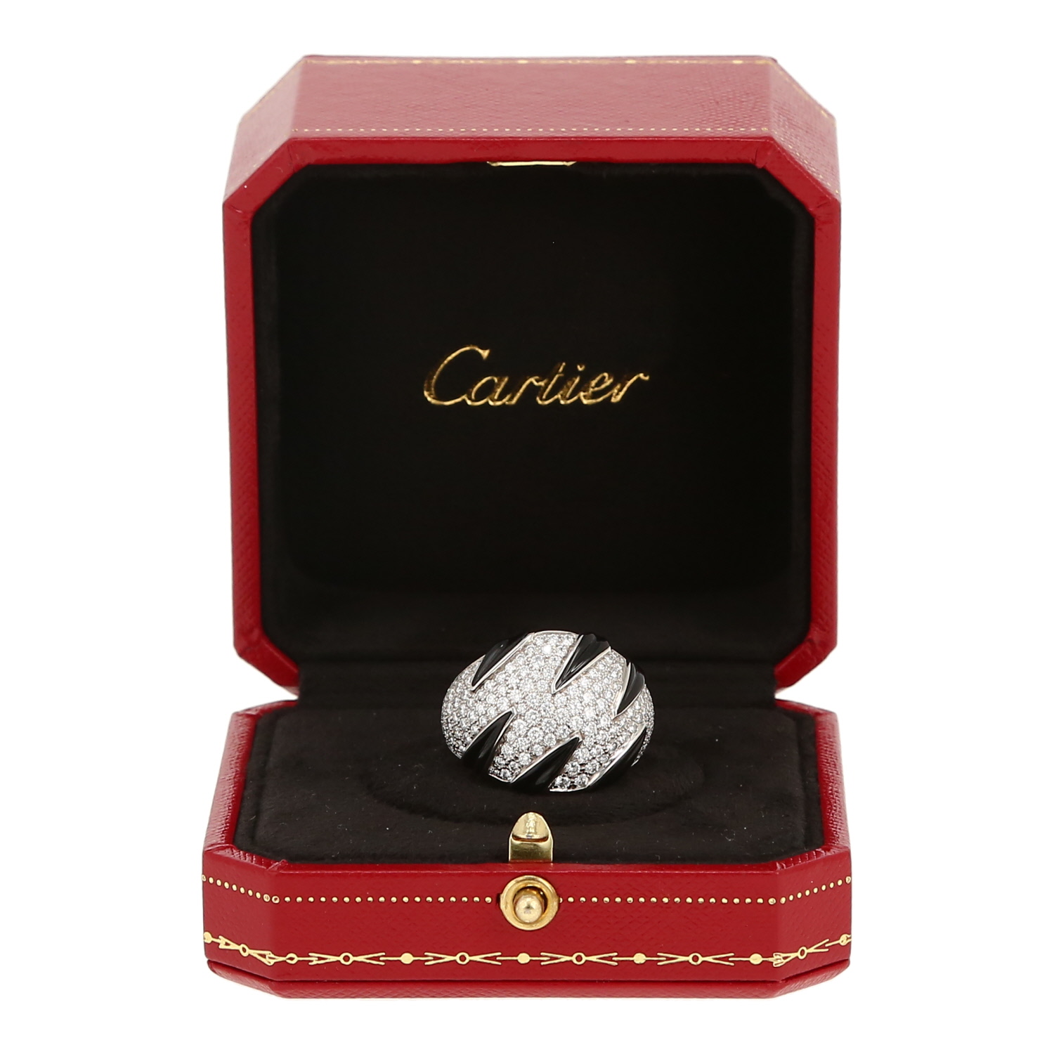 Sortija Cartier  de oro blanco, diamantes y ónix - Detail D2