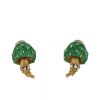 Vintage  earrings in 14 carats yellow gold, enamel and diamonds - 360 thumbnail
