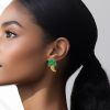 Vintage  earrings in 14 carats yellow gold, enamel and diamonds - Detail D1 thumbnail