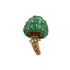 Vintage small model mushroom brooch in 14 carats yellow gold, enamel and diamonds - 360 thumbnail