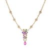 Bulgari Flora necklace in yellow gold, diamonds and sapphires - 00pp thumbnail