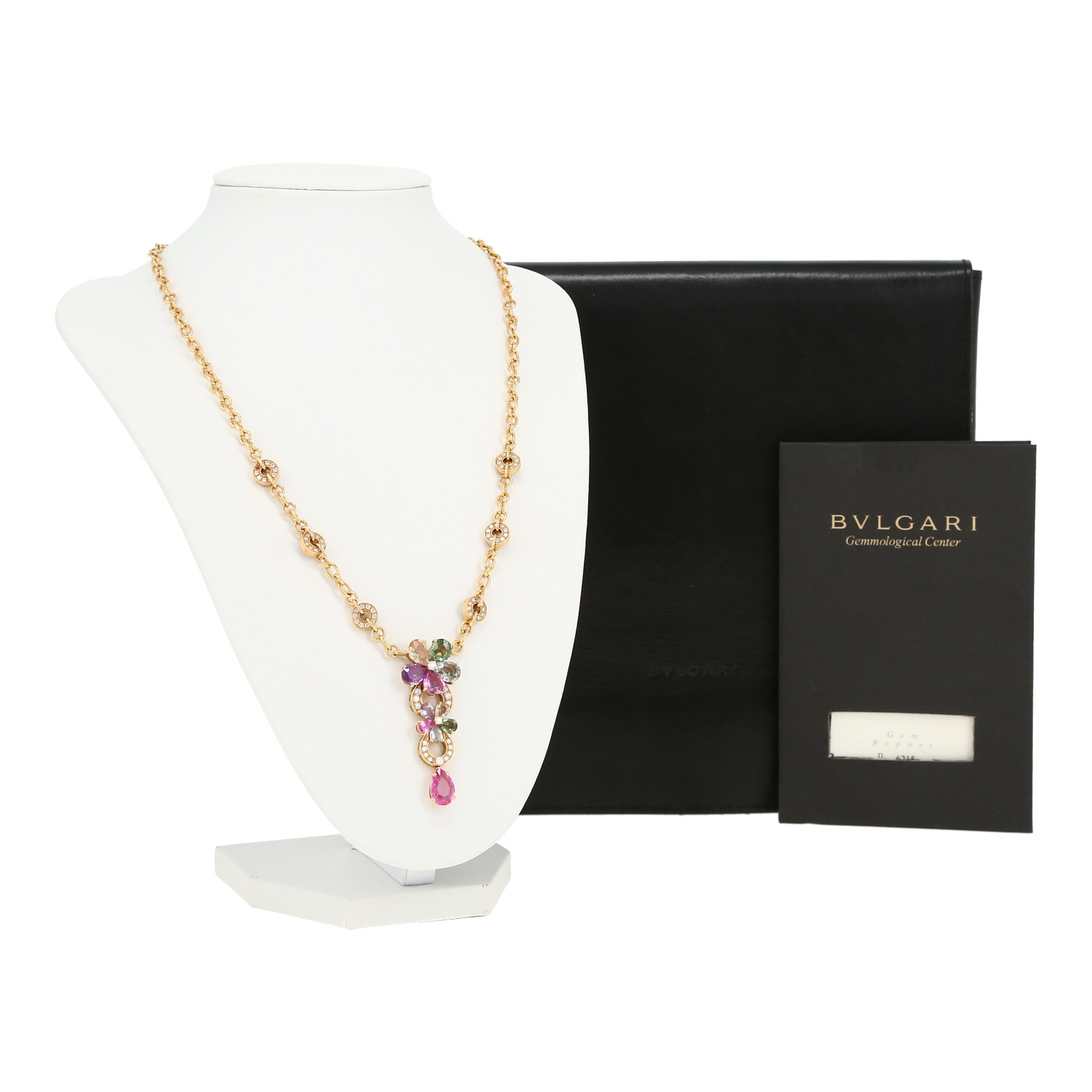 Collier Bulgari Flora en or jaune, diamants et saphirs de couleur - Detail D2