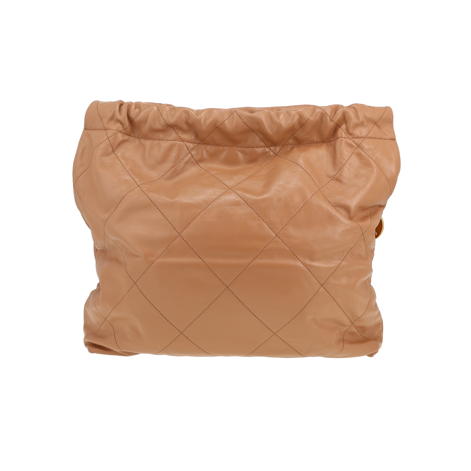 Chanel  22 small model  shopping bag  in brown quilted leather - Detail D4