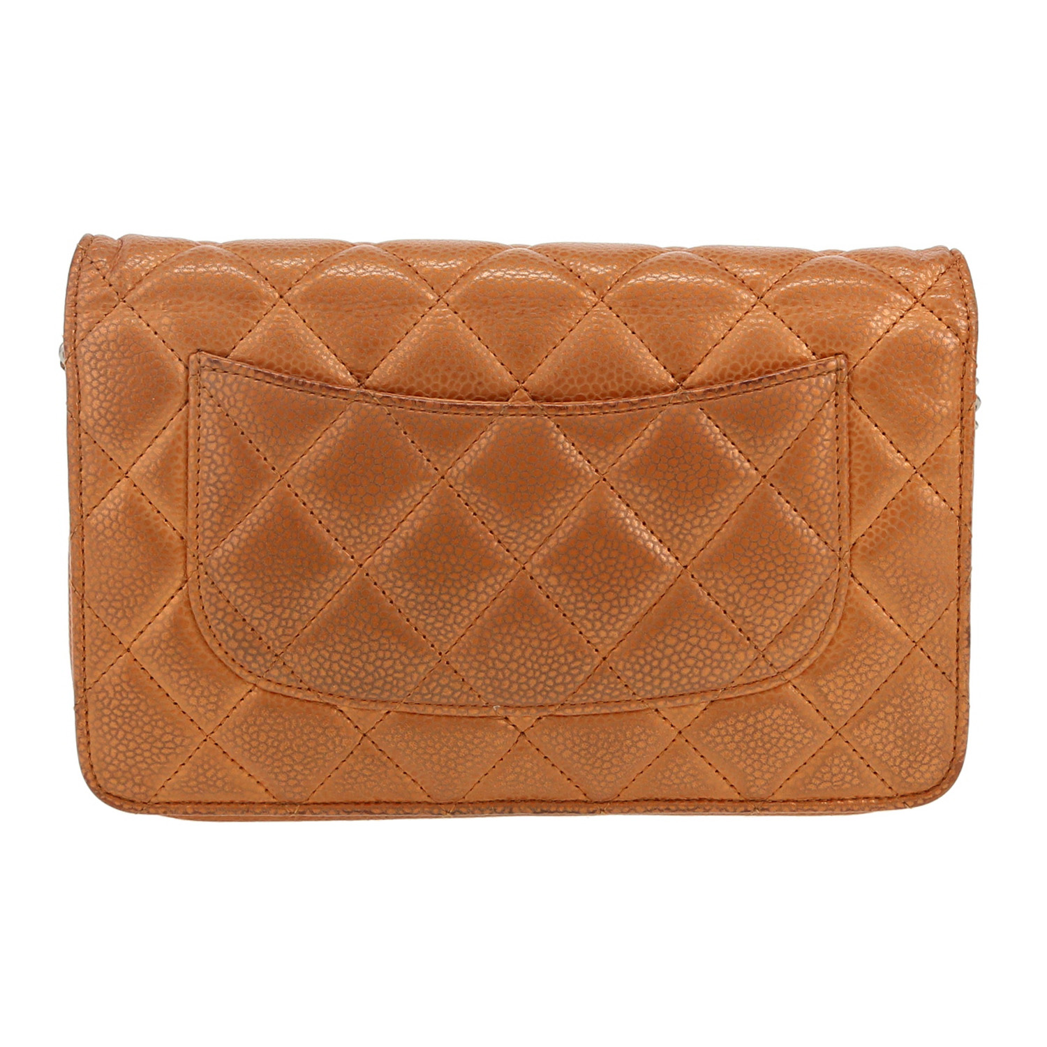 Chanel Wallet on Chain shoulder bag in Cuivre quilted grained leather - Detail D4
