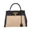 Borsa Hermès  Kelly 28 cm in pelle box blu marino e tela beige - 360 thumbnail