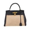Sac à main Hermès  Kelly 28 cm en cuir box bleu-marine et toile beige - 360 thumbnail