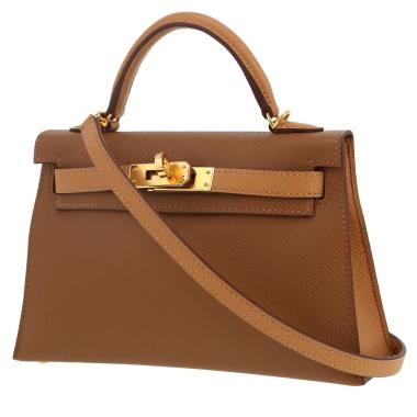 Bolso de mano Hermès  Kelly 20 cm en cuero epsom bicolor Alezan y Biscuit