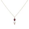 Poiray Perles Précieuses small model necklace in yellow gold, rhodolite and pearl - 00pp thumbnail