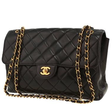 Chanel Timeless  Double Flap handbag  in black quilted leather