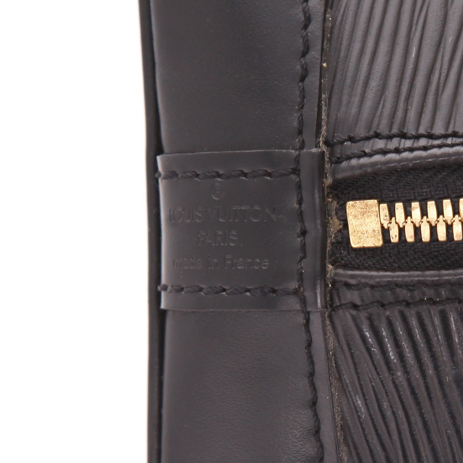 Louis Vuitton Alma medium model handbag in black epi leather - Detail D2