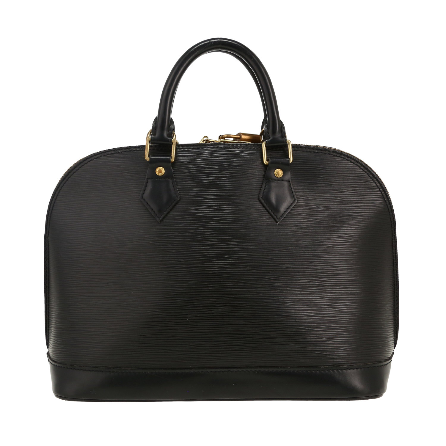 Louis Vuitton Alma medium model handbag in black epi leather - Detail D4