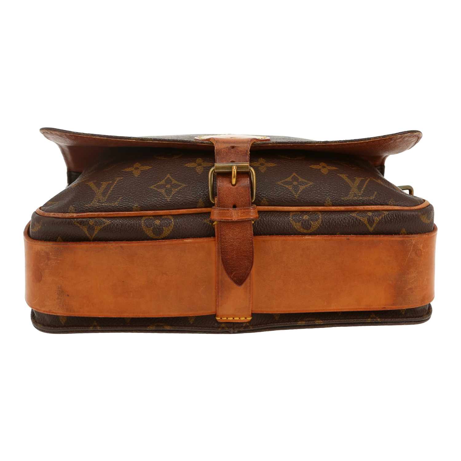 Borsa a tracolla Louis Vuitton  Cartouchiére in tela monogram marrone e pelle naturale - Detail D1