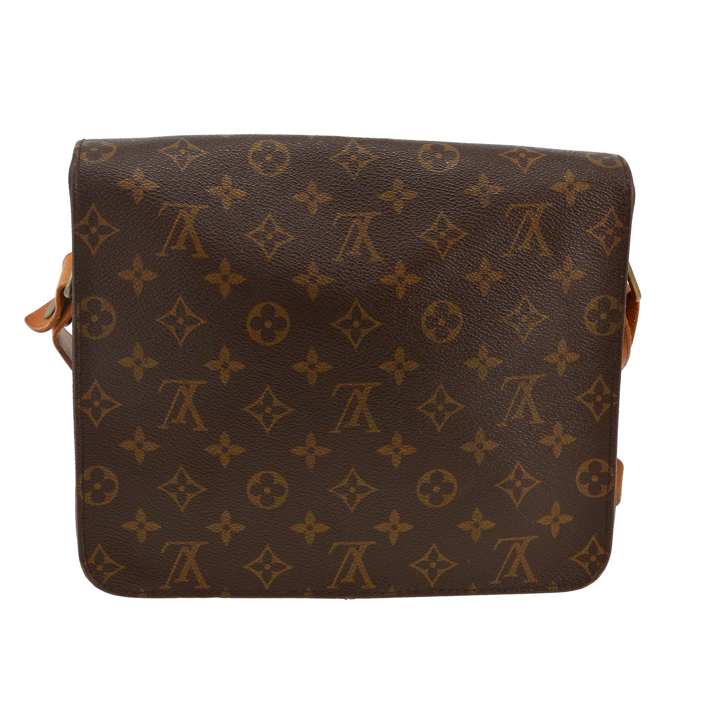 Bolso bandolera Louis Vuitton  Cartouchiére en lona Monogram marrón y cuero natural - Detail D5