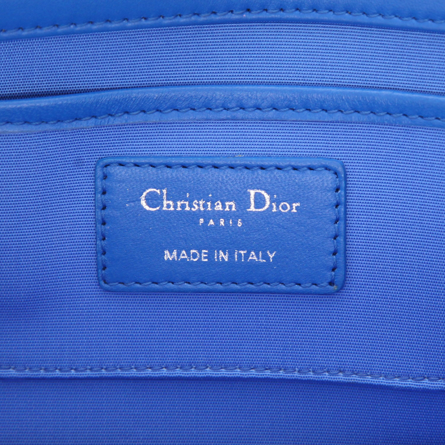 Bolso bandolera Dior   en cuero cannage azul - Detail D2