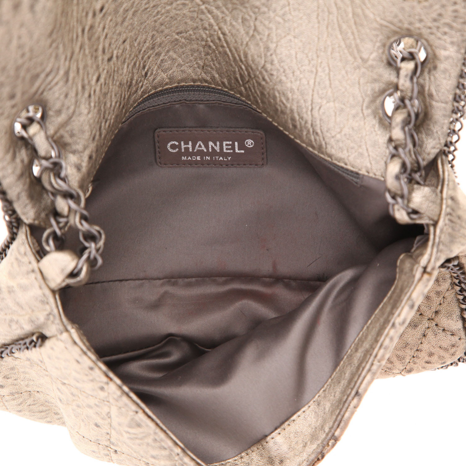 Bolso de mano Chanel en cuero gris - Detail D3