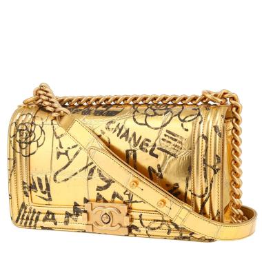 Bolso bandolera Chanel  Boy en cuero dorado