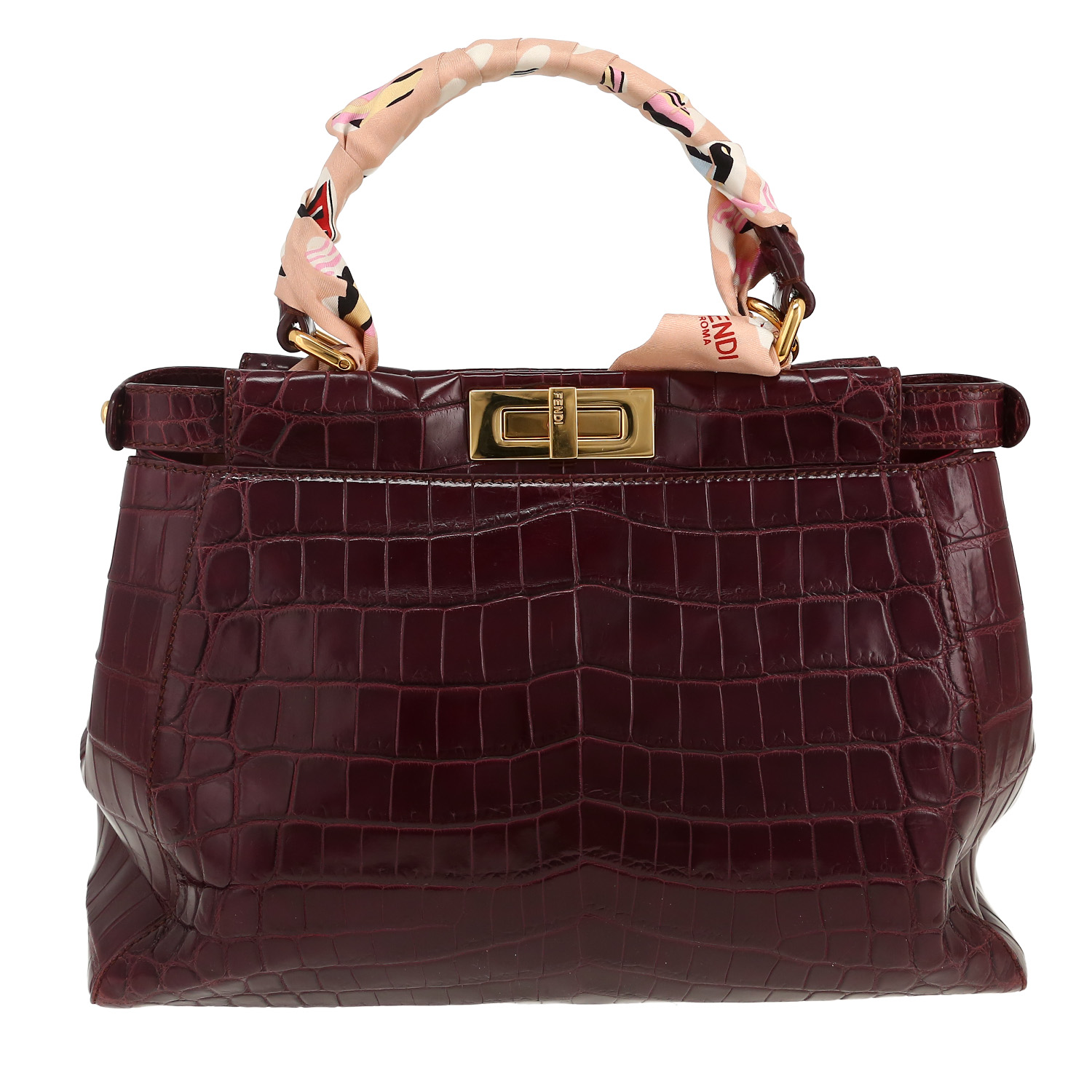 Fendi  Peekaboo handbag  in burgundy crocodile - Detail D4