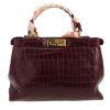 Bolso de mano Fendi  Peekaboo en cocodrilo color burdeos - Detail D4 thumbnail